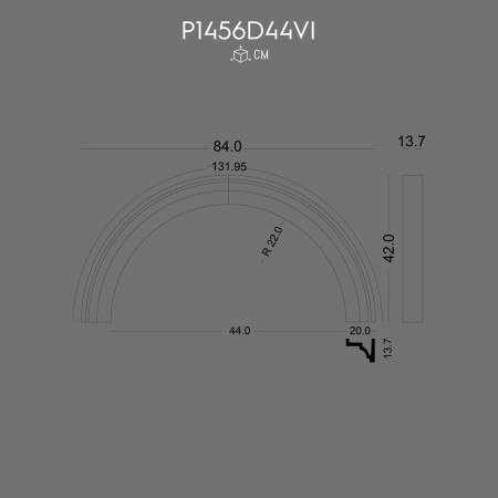 P1456D44VI Perete modelat poliuretan arcada semirotunda