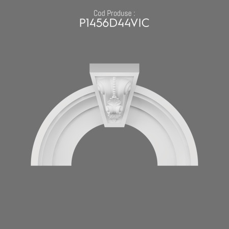 P1456D44VIC Decoratiune din poliuretan pentru placare fatade pentru marginea ferestrei cu arcada semirotunda. Modele si tipuri de stalpi.