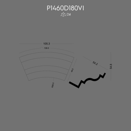 P1460D180VI Decoratiune din  poliuretan pentru margine exterior de perete cu arcada semirotunda. Modele de arcade semirotunde.
