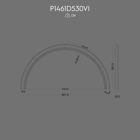 P1461D530VI Decoruri ornamentale exterioare poliuretan arcade semirotunde.