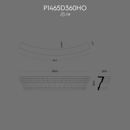 P1465D360HO Preturi Marginea geamului exterior din poliuretanarcada semirotunda  