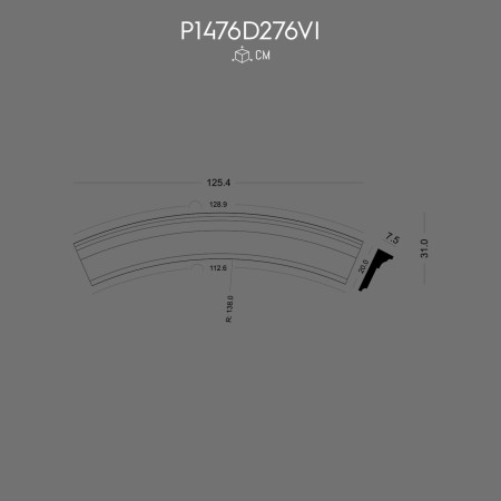 P1476D276VI Perete exterior marginea ferestrei decorative din poliuretan arcada semirotunda