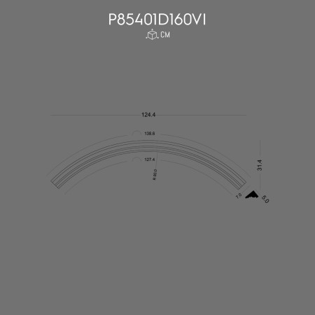 P85401D160VI Decoratiune din poliuretan pentru placare fatada la ferestre cu arcada semirotunda.