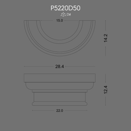 P5220D50 Coloana bizantină  grecească din poliuretan. Coloana Dorică ,Corintică și modele de capitel