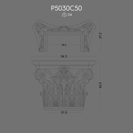P5030C50 Modele de coloane din poliuretan. Coloane decorative din poliuretan.