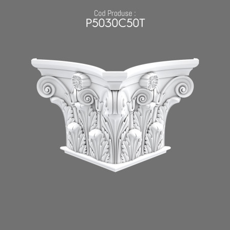 P5030C50T Fabricare coloană din poliuretan cu model bizantin, roman, greac, coloană decorativa și modele de capitel din poliuretan.