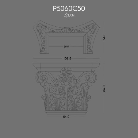 P5060C50 Productie de coloane din poliuretan. Coloane decorative din poliuretan.