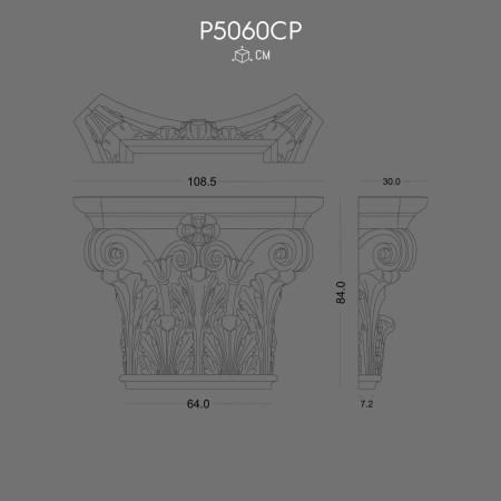 P5060CP Preţuri stâlp din poliuretan.  Coloană decorativă din poliuretan.