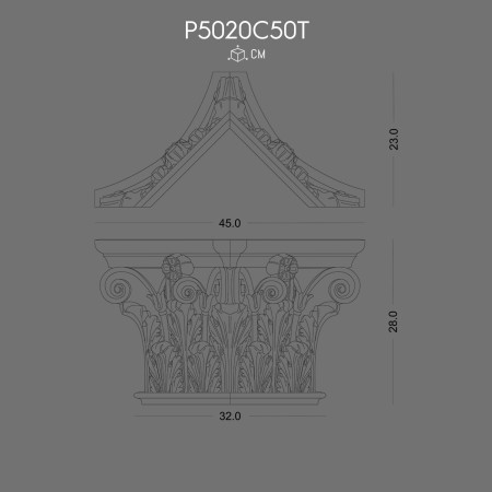 P5020C50T Modele de capitelii din  poliuretan. Coloană decorativa din poliuretan.