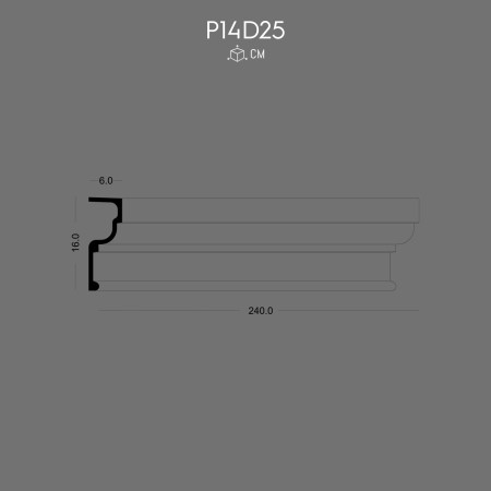 P14D25 Cantajul lateral al ferestrei din poliuretan cu model de exterior