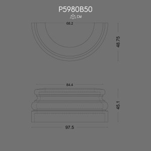 P5980B50 Polyurethane column. Models of decorative column capitals in Doric, Corinthian style and column capitals