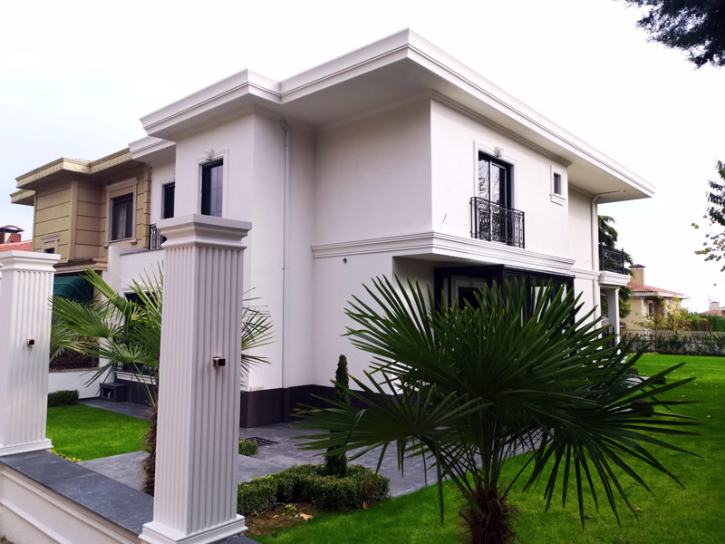 Design exterior al vilei Lucrare prefabricata din poliuretan exterior vile cu modele de montant din poliuretan
