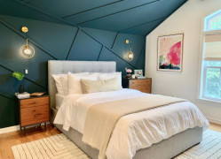 Why a Slatted Bedroom wall and ceiling decor Modern Design If you want to add a contemporary and stylish look to your bedroom, the slatted headboard is the perfect option. With a minimalist and s