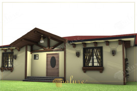 Villa Rustic Exterior Design with wooden textured polyurethane products