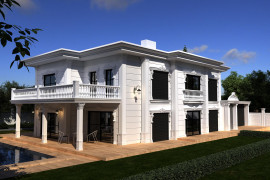 A Fascinating Villa Exterior with Classic Touches The exterior of this unforgettable villa is a magnificent combination of luxury and aesthetics. exterior adds prestige and glamor to the villa This lu