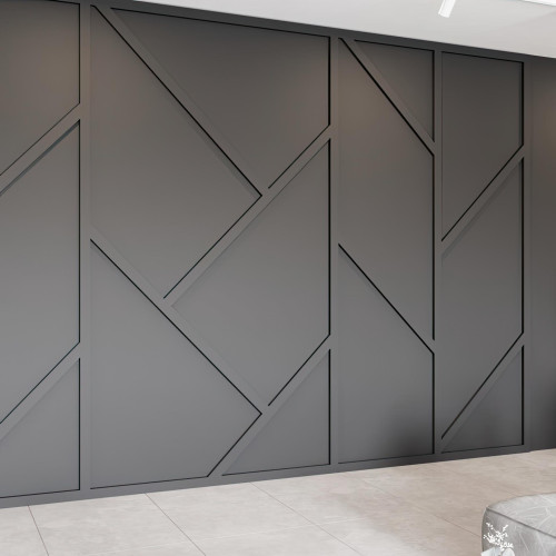 Modern wall lath application pictures How to create a BIG design effect on a wall without any wall decor Adding trim work you guessed it