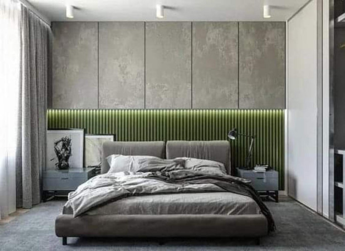 Bedroom polyurethane wall panels Modern bedroom decor with polyurethane wall panels is very comfortable and stylish