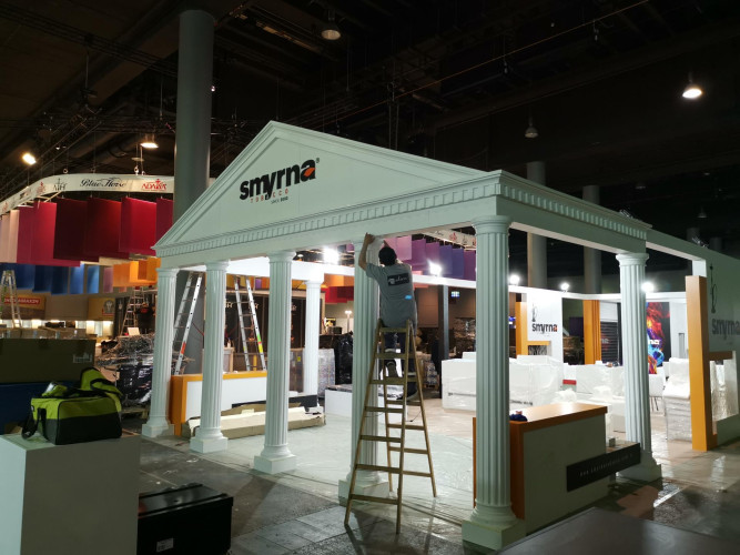 Fair stand decoration design Antique Classical Exhibition Stand Design Application with Polyurethane Column and Floor Strut Models