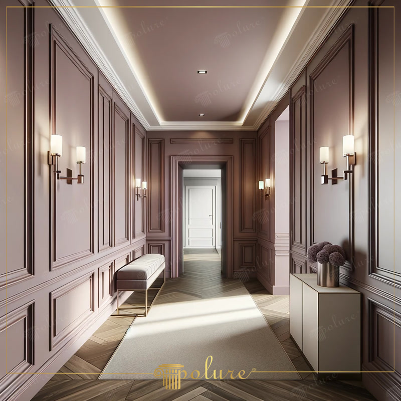 Decorare Coridor Dotat cu Detalii Elegante și Contemporane din Poliuretan Decorarea coridorului joacă un rol decisiv în estetica generală a unei case Abordarea modernă a designului oferă un aspect sofisticat coridoarelo