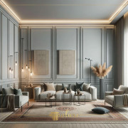 Modern Reflection of Wall and Ceiling Molding in Geometric Elegance Living Room Living rooms, where we spend most of our time, tell a story beyond elegance and comfort. The living room pictured is a unique example of how wall and 