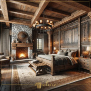 The Art of Accommodation Enriched with Rustic Charm Polyurethane Beams The bedroom in the picture creates an eye-catching environment by blending the warmth and naturalness of rustic decoration with contemporary comfort. 