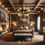 Warm Touch of Wood: Polyurethane Beam and Log Details in Rustic Bedroom Design