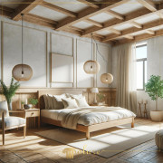 Modern Rustic Bedroom Design Enriched with Natural Wooden Beams Modern rustic bedroom design is the perfect approach to bring the warmth of nature into your home. The eye-catching texture of wooden beams, recreated
