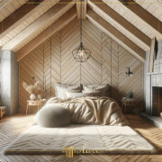 Modern Bedroom Designed with Minimalist Rustic Elegance Polyurethane Beams Rustic decoration is the art of creating a living space where natural textures and simple design are presented together. Polyurethane beams and rafter