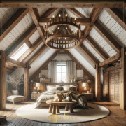 Magnificent Rustic Bedroom with Modern Design Polyurethane Beams in the Warmth of Wood