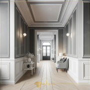 Acolo unde clasicul și modernul se întâlnesc, decorarea coridorului îmbogățită cu detalii din poliuretan