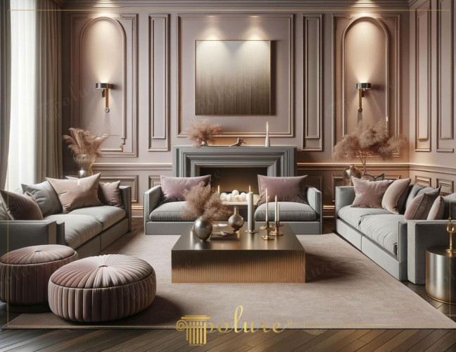 The Silent Poem of Elegant Details, Simple Luxury Created with Wall and Ceiling Moldings in the Living Room The living room is the center of our living spaces, where personal tastes and comfort are at the forefront. The living room shown in the picture offers an elegant example of how a simple and at the same time luxurious atmosphere can be created with wall and ceiling moldings. The peaceful palette of pastel tones is enriched with remarkable moldings and soft touches, thus creating a sophisticated atmosphere of tranquility. A Space Where Elegance Is Hidden in the Details The slats on the walls and ceiling of the living room conspicuously emphasize the height and width of the space These finely crafted slats represent an elegant combination of simplicity and modern aesthetics The slats strengthen the architecture of the room while at the same time increasing the overall calm and balance of the space Soft Touch of Pastel Colors A comfortable and inviting atmosphere is created in this living room with the combination of pastel tones and soft textures. The neutral colors of the wall and ceiling moldings are in perfect harmony with the warm tones of the furniture and accessories. This color harmony adds a modern elegance to the space, while at the same time providing a sense of focus and depth. Lighting and The Role of Accessories The lighting in the living room is carefully selected and positioned to complement the overall style of the space. The wall sconces and the central chandelier are not only functional but also serve as decorative elements. Accessories are restrained and elegant choices that support the simple and sophisticated theme of the room. Result: A Simple and Stylish Living Room Design Pictured The living room shows how wall and ceiling moldings and simple decoration elements work in perfect harmony to create a modern and comfortable living space. You can be inspired by these elements when designing your own living room and add a simple and at the same time luxurious atmosphere to your space.