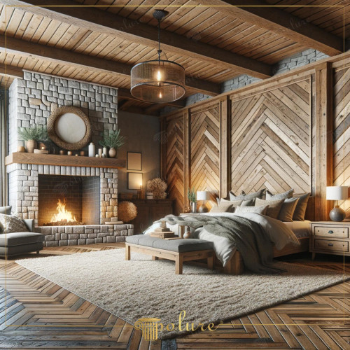 Modern Comfort with Rustic Warmth Bedroom with Fireplace Equipped with Polyurethane Beams The bedroom in the image offers a modern interpretation of rustic decoration, enriched with polyurethane beams, logs and rafters and completed with a fireplace. In this room, the harmony of rustic design elements and modern comfort creates a peaceful environment. Modern Approaches in Rustic Design The heart of rustic design lies in natural materials and craftsmanship. Polyurethane materials achieve this aesthetic. While presenting it with the appearance and texture of real wood, it also provides the advantages of durability and easy maintenance required by modern life. In the bedroom in the picture, the polyurethane beams and rafters decorating the ceiling and walls add depth to the space, while the prominent fireplace strengthens the rustic atmosphere. The Warm Touch of the Fireplace The fireplace in the bedroom is not only a physical heat source. It not only provides visual and emotional warmth. This becomes the center of the room and provides a relaxing atmosphere, especially on cold nights. Decorative elements and accessories around the fireplace reflect this warmth and rustic texture. Comfort and Elegance The bedding and furniture used in the bedroom represent modern comfort and elegance. Comfortable bed and pillows provide visual pleasure as well as quality sleep. The floor mat and other textiles of the room add softness and warmth, increasing the inviting feeling of the room