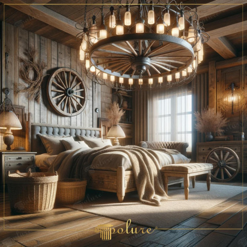 Bedroom Decoration Enriched with Rustic Dream Wooden Beams The room in the image displays an elegant and inviting interpretation of rustic design. Heavy wooden beams and richly textured wooden walls form the characteristic features of the space. The large and inviting bed in the middle of the room provides a feeling of comfort and warmth. Decorative wooden panels on the walls and rural-themed accessories complete the rustic aesthetic. Bed The general atmosphere of the room creates a feeling of peaceful and tranquil shelter with the combination of natural materials and artisanal craftsmanship. It offers inspiring ideas on how to design a bedroom using wooden beams and rustic decorative elements. By taking advantage of the polyurethane material's ability to imitate the wood texture, we bring the warmth and naturalness that real wood can bring to homes in design. Practical suggestions are given on creating a rustic paradise with handmade accessory selections and the use of natural fabrics.
