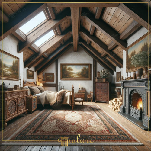 Rustic Touches Reviving the History in the Home Timeless Beauty with Polyurethane Beams and Rafters Rustic decoration offers a unique style that carries the simple lifestyle of the past to the modern world. In this style, polyurethane beams and rafters add a historical atmosphere to spaces by blending the traditional wooden appearance with the advantages of contemporary materials. The bedroom in the picture is one of the best examples of this concept. Polyurethane beams in light wood tones add to the architecture of the space. It adds warmth and character to the interior while emphasizing its structure. Every corner of the room is filled with carefully selected rustic furniture and accessories. Each piece attracts attention with its rich workmanship details and natural material textures. The wood pile next to the fireplace is not only a practical element for warming up on cold nights, but also reflects the naturalness of the rustic style. Symbolizes functionality and functionality Large windows in this bedroom invite natural light in, while scenic paintings and antique-looking furniture underscore a lifestyle intertwined with nature Pastoral paintings hanging on the walls and a large patterned rug on the floor evoke the feeling of a peaceful rural escape This example of rustic decor is modern It is an ideal source of inspiration for those who want to escape from the chaos of life and create a historical shelter. Polyurethane beams have the potential to transform any home by offering the aesthetics and durability offered by traditional log and rafter models with a modern solution.