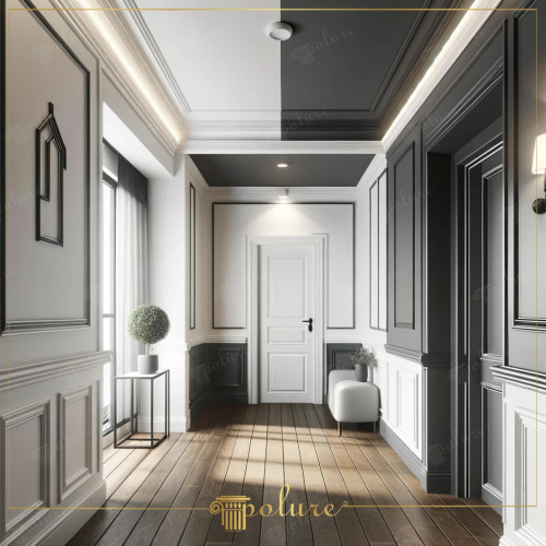 Modern and Aesthetic Touches in Corridor Decoration The Elegance of Polyurethane Slats Corridor decoration is the backbone of the general aesthetics of the house, and it is possible to add elegance to this area with subtle touches of modern design. The corridor in the picture draws attention as a design wonder that brings together both modern and classical elements with the use of polyurethane slats, borders, plasterboard and skirting models. This is where dark colors and rich textures dominate. The space highlights the aesthetic and functional advantages of polyurethane materials. Polyurethane slats surrounding the walls and ceiling add depth and character to the corridor. Baseboards create a sharp contrast between the floor and walls and strengthen the modern feel of the space. The use of plasterboard softens the transition between the ceiling and the wall and provides visual richness. These elements All of them take corridor decoration to a new dimension with the practicality and aesthetics of polyurethane. This corridor is designed as a stylish and functional transition area in line with the expectations of modern life. The corridor decoration, enriched with polyurethane slats and baseboards, offers an ideal way to add value to your home by offering aesthetics and durability together.