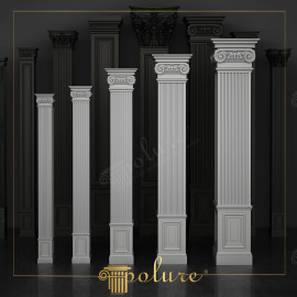 Polyurethane Plaster Columns Ion Plaster Heads and Grooved Column Models