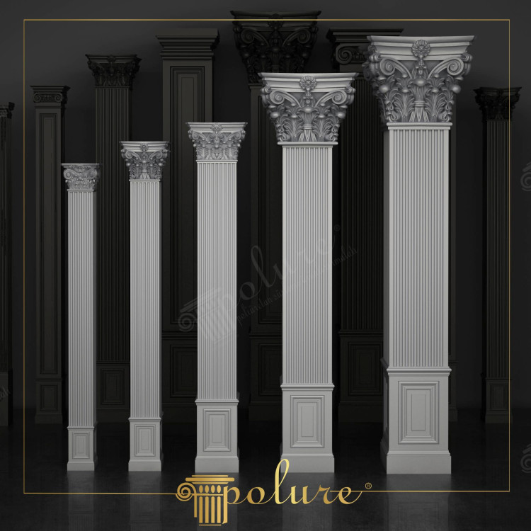 Plaster column architecture Corinthian Head Fluted Column Plaster columns are columns that are partially embedded in a wall, also known as semi-columns in architecture. Unlike completely freestanding columns, plaster columns are generally used for decorative purposes rather than providing structural support. They appear to be integrated into the wall surface and add a classic touch to the building's facades and interiors or columned galleries.