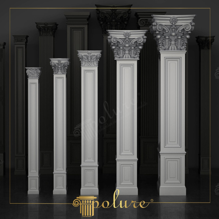 Plaster column architecture Corinthian Head Panel Column Plaster columns, Corinthian capitals and fluted columns are important elements that bring together aesthetics and functionality in classical architecture. These architectural elements add elegance, richness and historical value to buildings. These elements, which carry the heritage of classical Greek and Roman architecture to the present day, continue to be a source of inspiration in modern architecture. Architects and designers can create a classical touch in their buildings by using these elements and add a timeless aesthetic to their spaces.