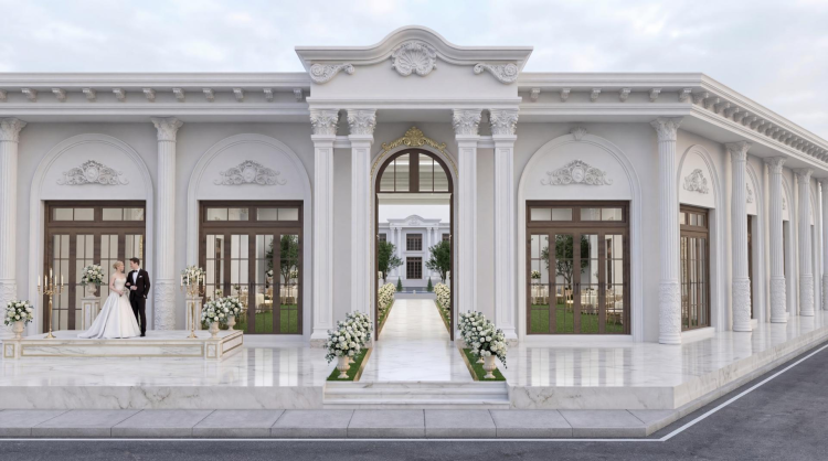 Tokat Gurme wedding hall exterior decoration In the Tokat Gürme Wedding Hall project we modeled the halls architectural design in 3D prepared high-quality renderings and produced all polyurethane decorative products used in the project in our own facilities We managed the design and production process end-to-end offering aesthetic durable and custom-sized solutions